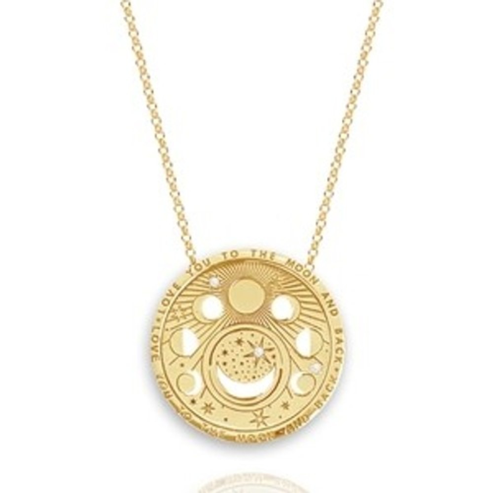 18k Gold Plated Moon Phase Medallion Necklace I Love You To The Moon And Back‎